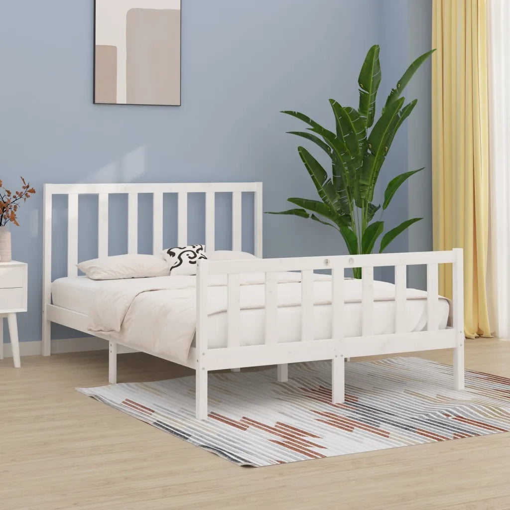Giroletto-Struttura Letto Bianco in Legno Massello 140x190 cm 450013