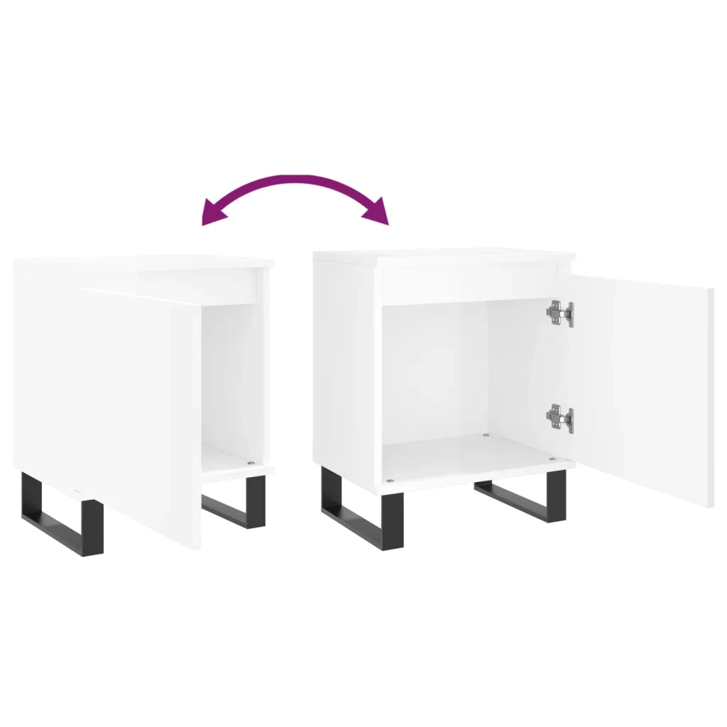 Comodini 2 pz Bianco Lucido 40x30x50 cm in Legno Multistrato