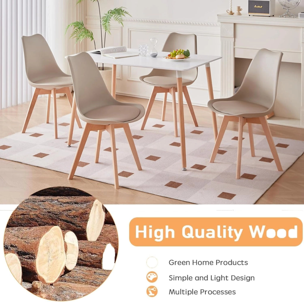 GrandCA HOME Set di 4 Sedie Imbottite per Sala da Pranzo Con Gambe in Legno Massello di Faggio, Adatte per Sala da Pranzo, Soggiorno, Cucina, Camera da Letto, Cachi