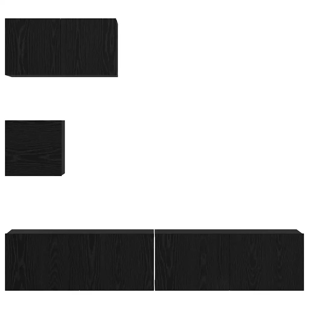 vidaXL Set mobile TV 4 pcs Rovere nero 80 x 30 x 30 cm