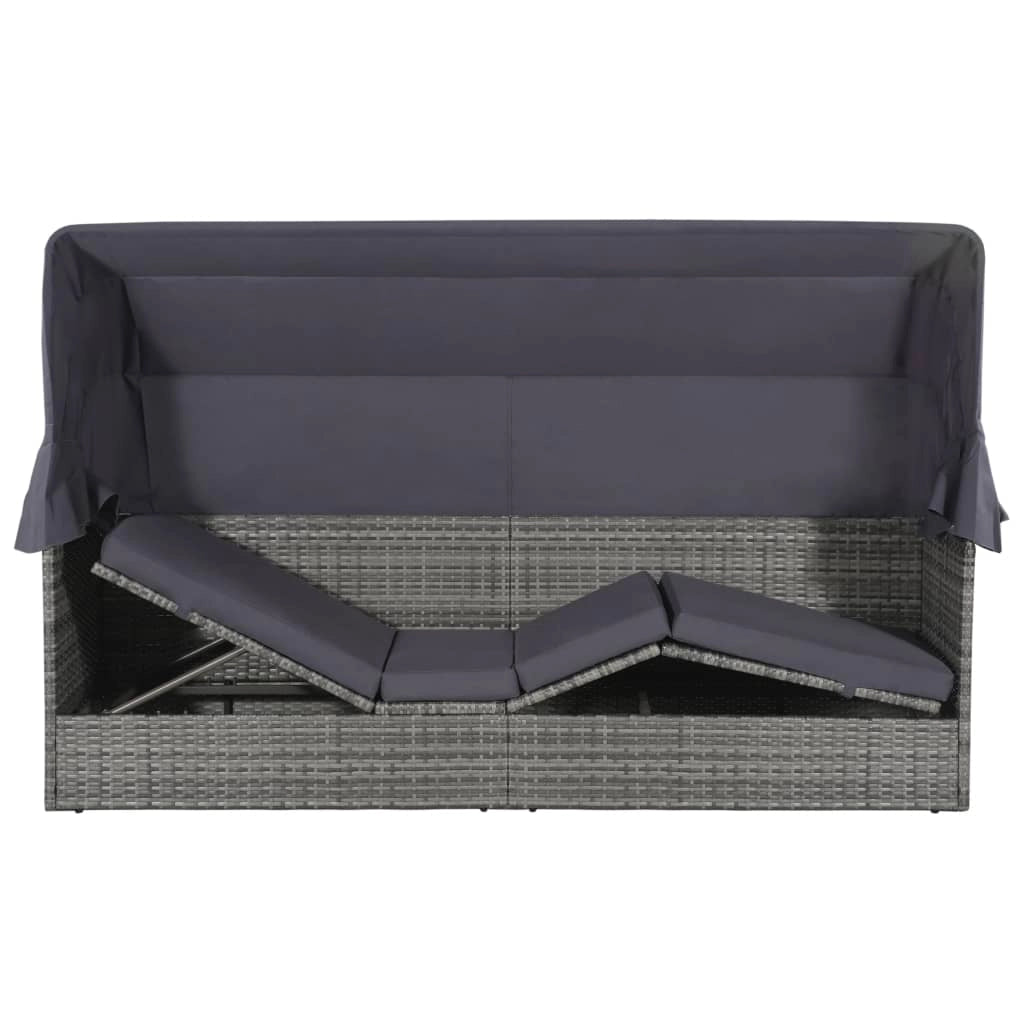 Letto da giardino con baldacchino grigio 205 x 62 cm resina intrecciata 02_0011998
