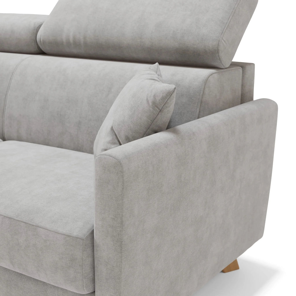 Francy Divano letto matrimoniale con poggiatesta regolabili in tessuto impermeabile e smacchiabile T17 180 cm (mat. 140x197) grigio