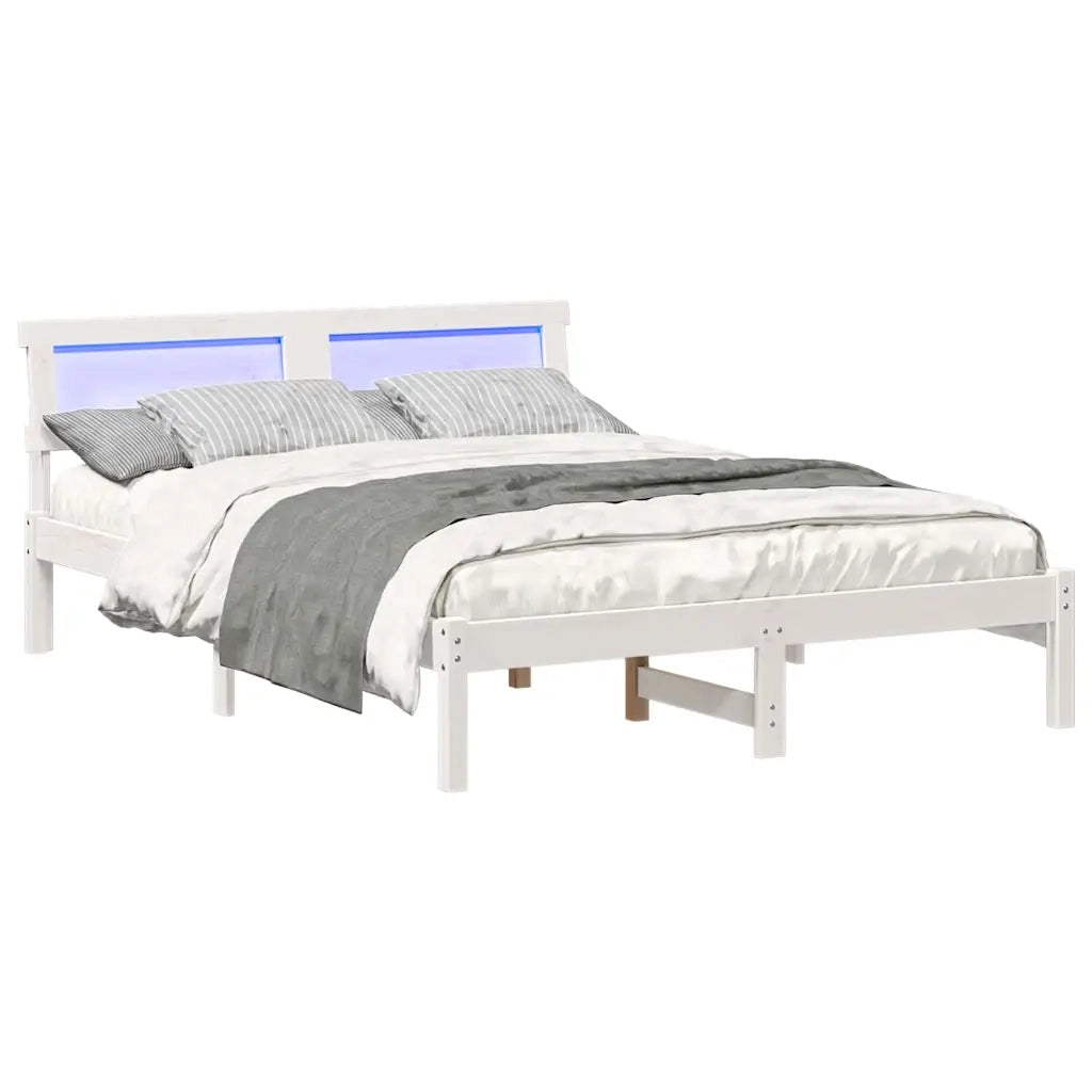 vidaXL Struttura del letto Bianco 135 x 190 cm Legno di pino massello