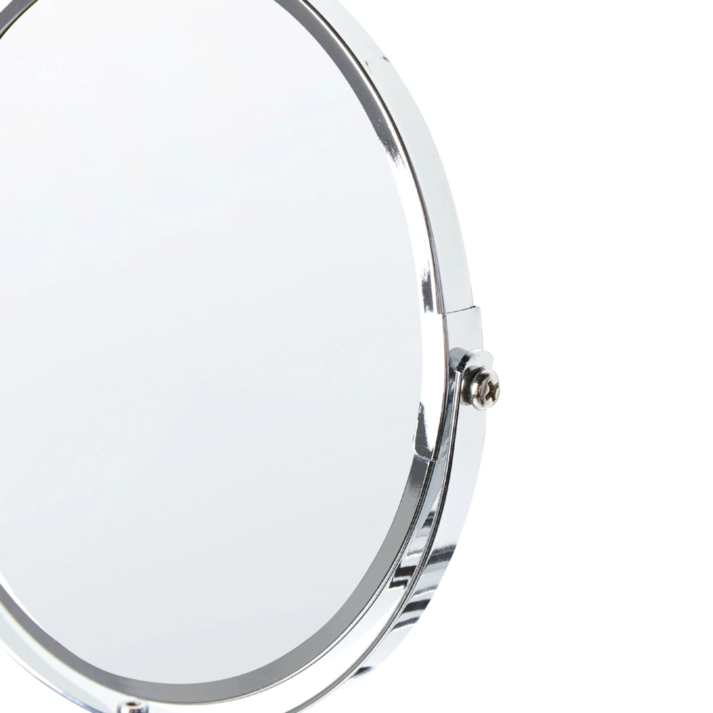 Specchio da trucco in ferro argentato ø 19 cm con prolunga a parete Doppio lato Ingrandimento Accessori da bagno