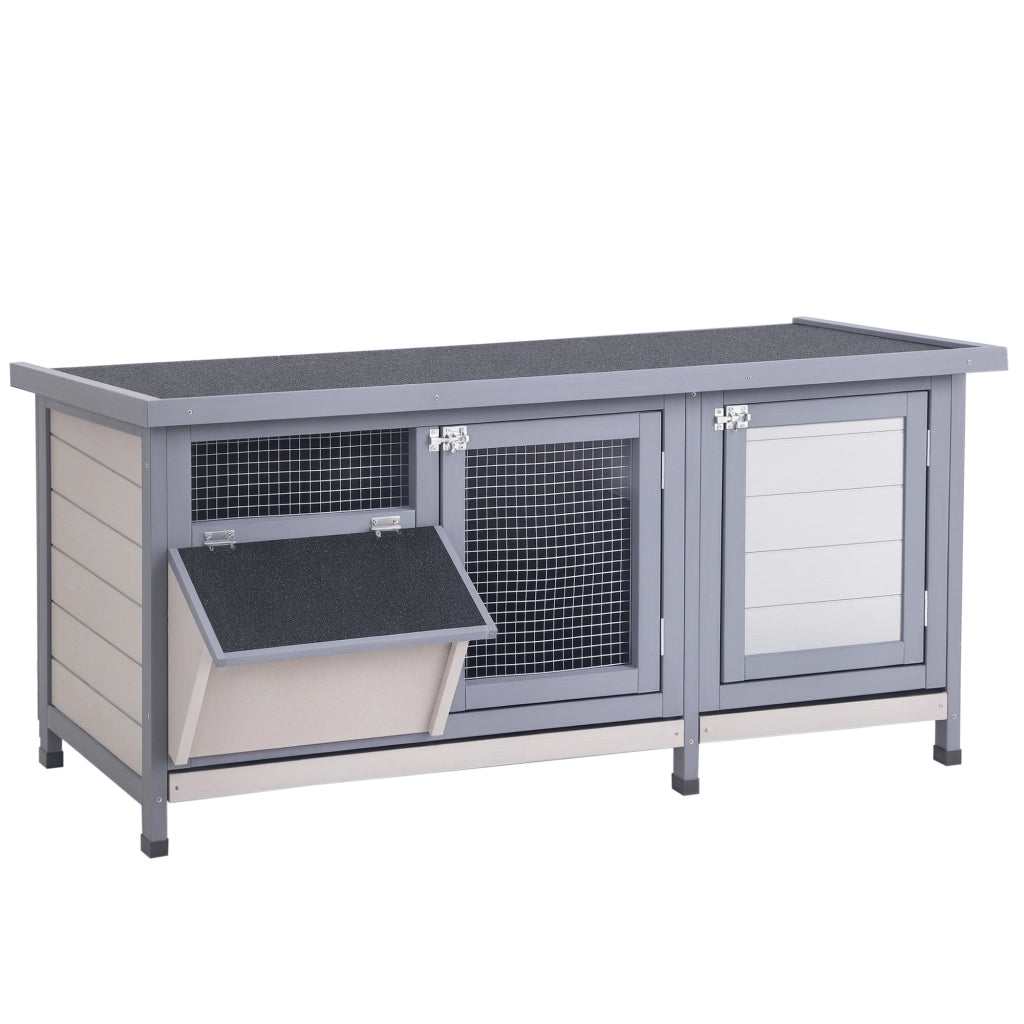 Gabbia per Conigli con Tetto in Catrame e Vassoio Estraibile ¨C zephmum ¨C 112x50x54 cm Grigio