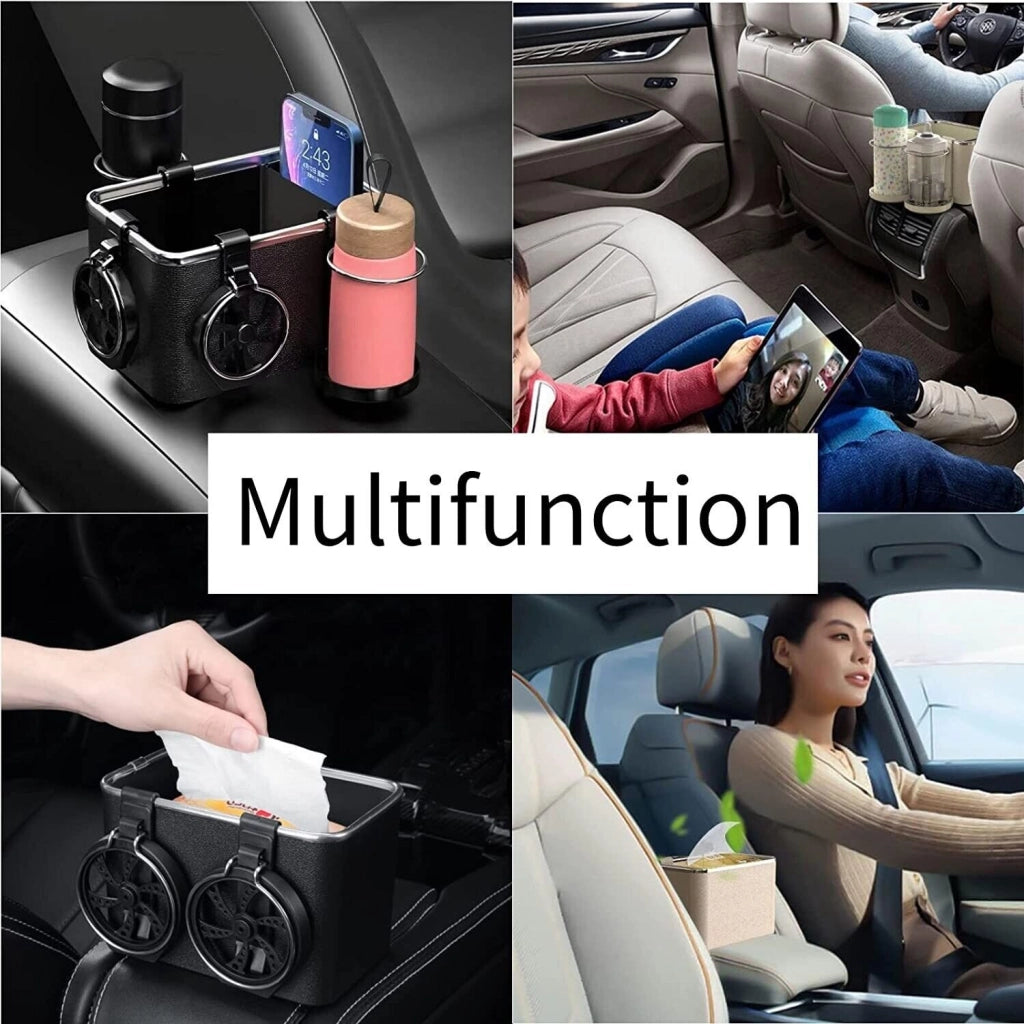 Organizer portaoggetti universale per bracciolo auto con porta bicchiere