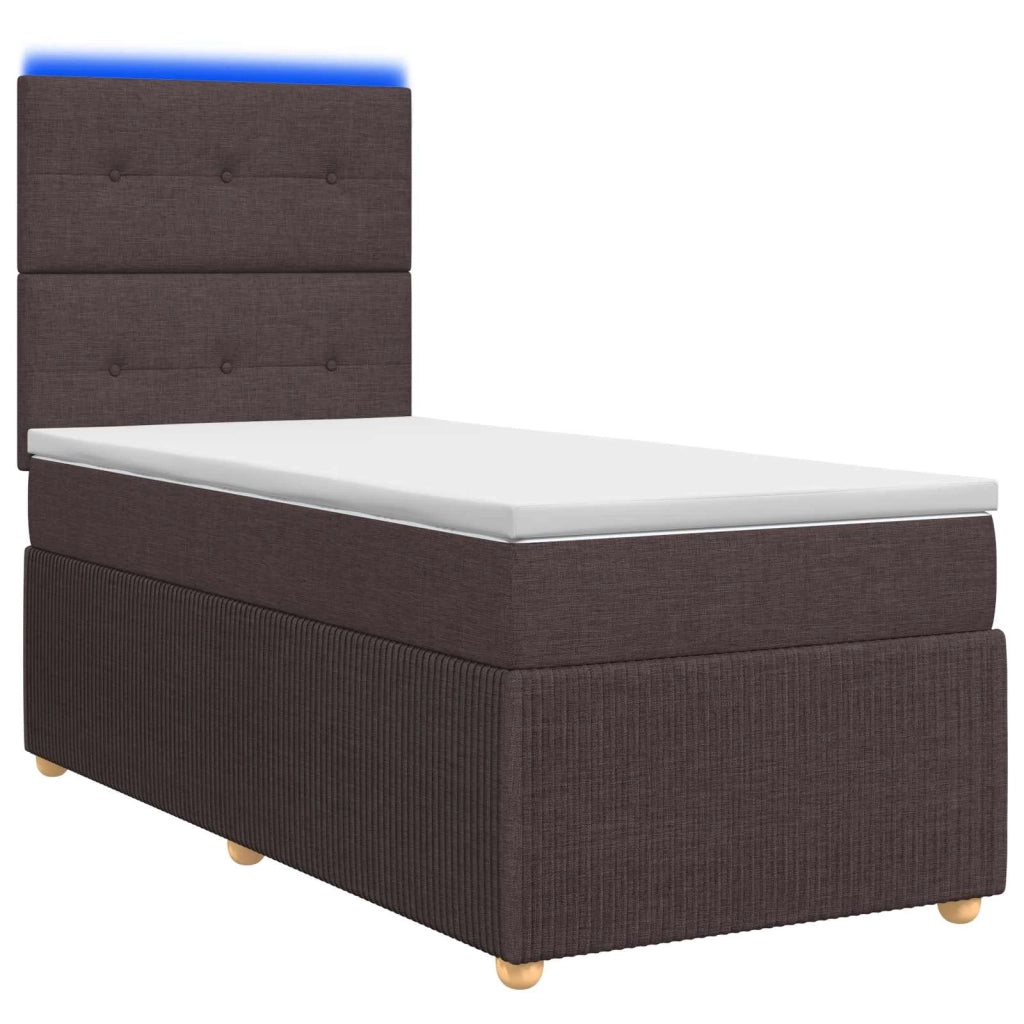 Letto Box Spring LED con Materasso Marrone Scuro 90 x 190 cm 3455751