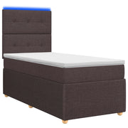 Letto Box Spring LED con Materasso Marrone Scuro 90 x 190 cm 3455751