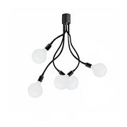 Plafoniera Industrial-Minimal-Nordico Bulbo Metallo Nero Acrilico 5 Luci E27