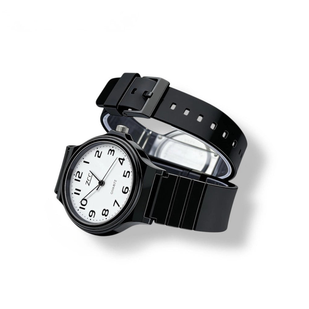 Trade Shop - Orologio Da Polso 40 Mm Nero Cinturino Sportivo Quadrante Bianco -