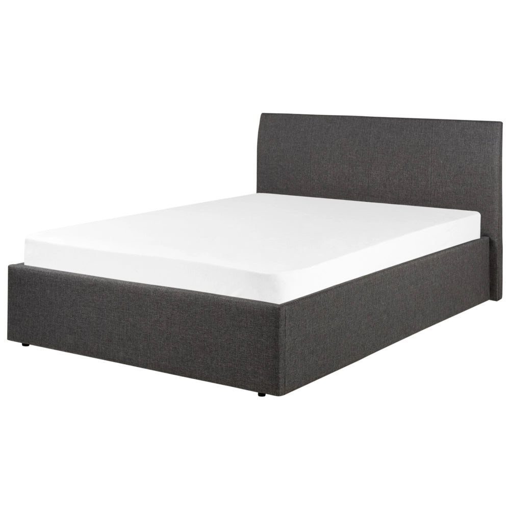 Letto matrimoniale Imbottito in Tessuto grigio con testiera e contenitore 120 x 200 cm stile elegante