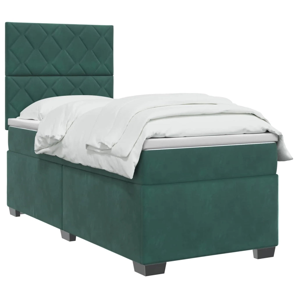 Letto box spring con materasso Verde Scuro 100 x 200 cm Velluto 3455057