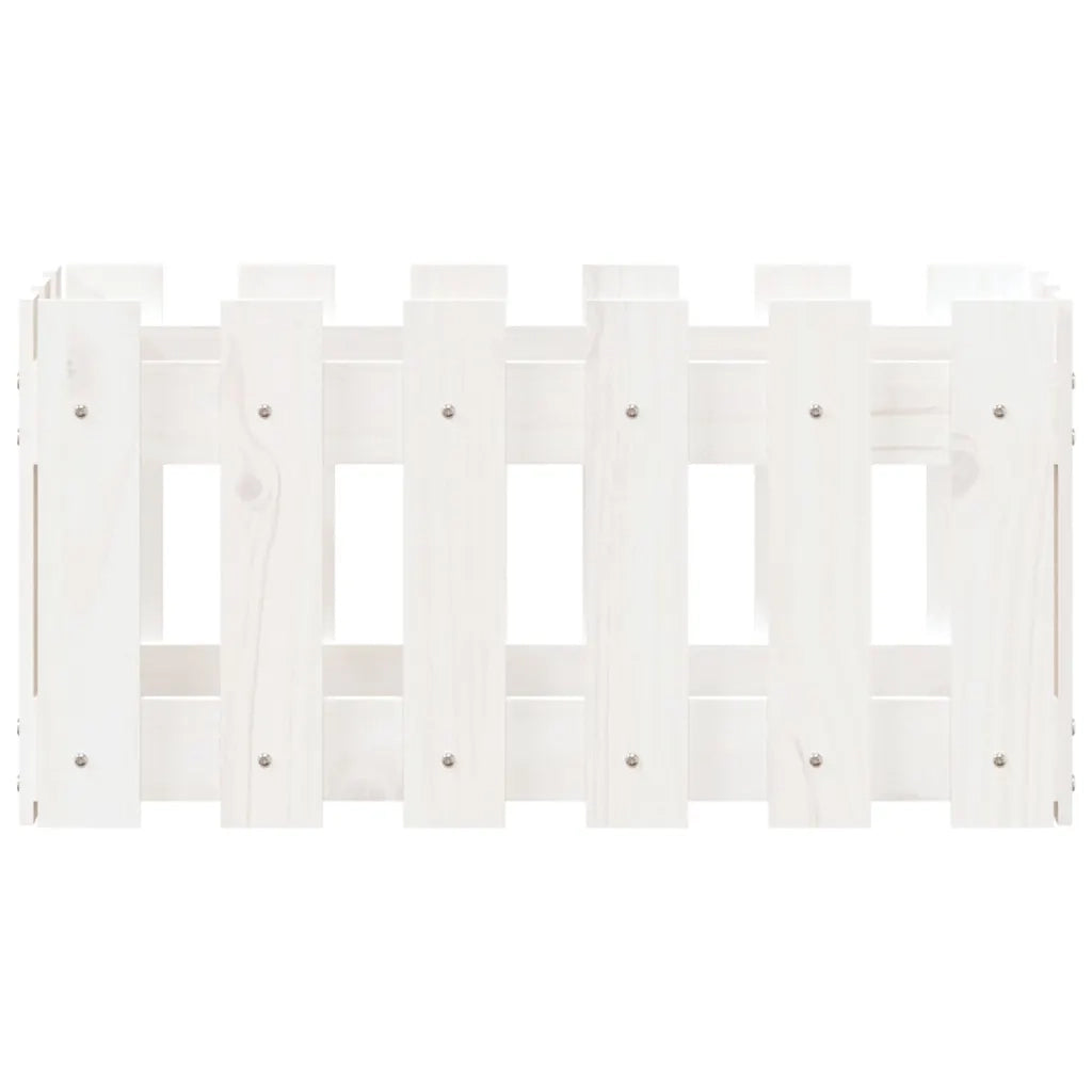 Fioriera | Cassetta per fiori | Vaso Giardino a Recinzione Bianco 60x30x30 cm Massello Pino
