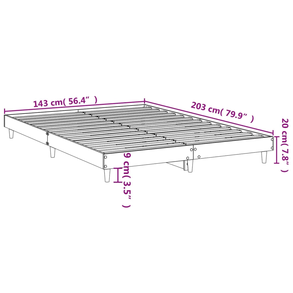 Letto matrimoniale | Letto per adulti | Giroletto senza Materasso Rovere Fumo 140x200 cm in Truciolato