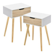 Set di 2 tavolini laterali 60 x 40 x 30 cm effetto rovere bianco 03_0009718