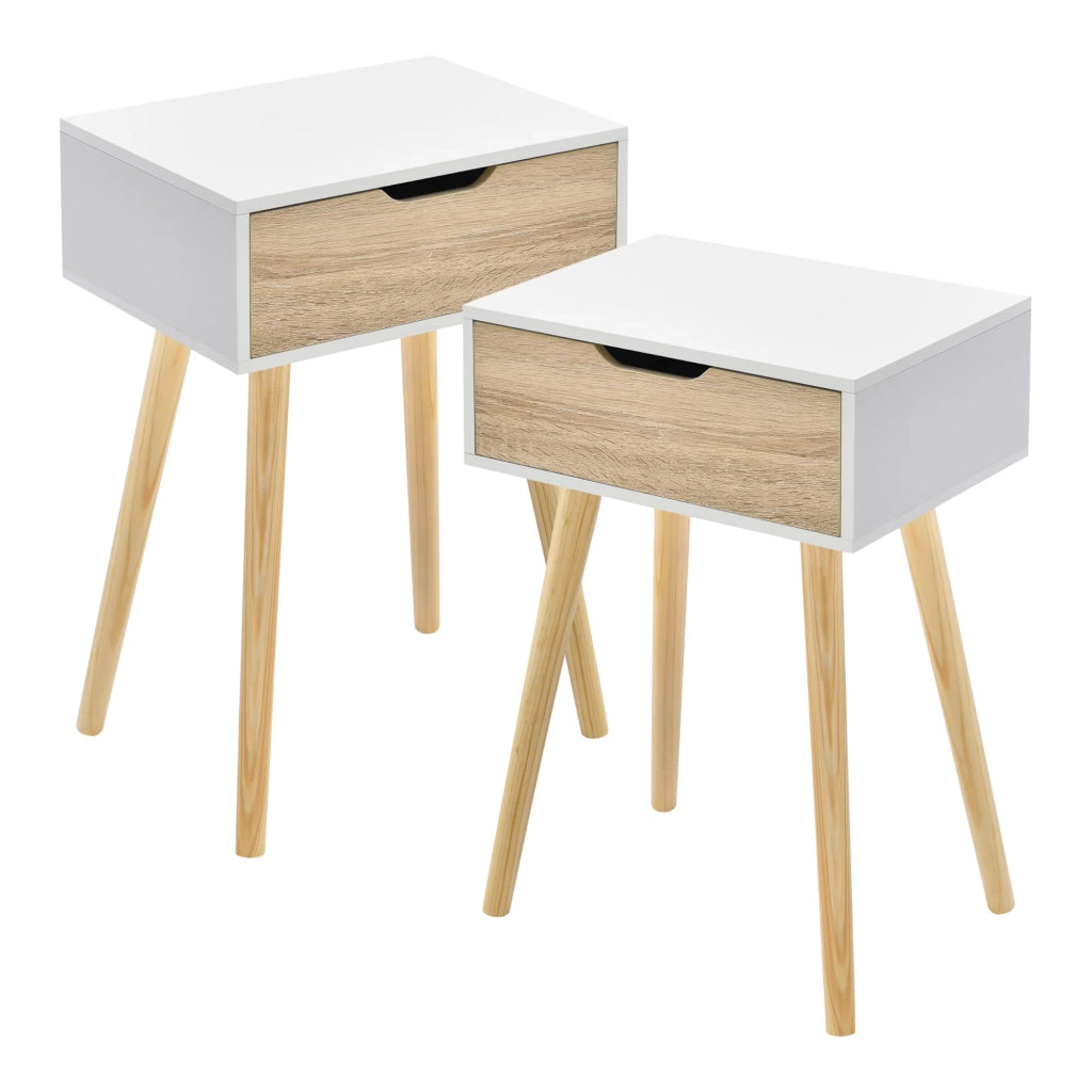 Set di 2 tavolini laterali 60 x 40 x 30 cm effetto rovere bianco 03_0009718