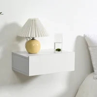 Set 2 Comodini Sospesi in Legno, Design Moderno, 40x30x15cm - Bianco