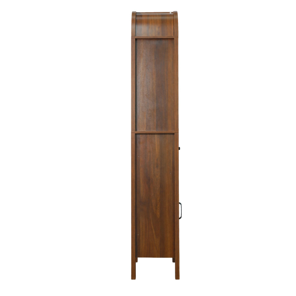 Mobile da bagno alto con ante; cassetto e LED - per bagno - in MDF - 40×30×163 cm - noce