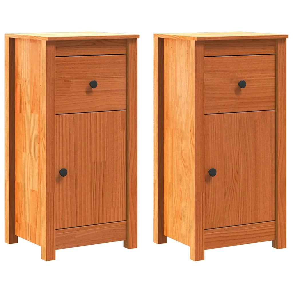Credenza 2 pz | Madia | Buffet da pranzo | Armadio da pranzo Marrone cerato 39 x 34,5 x 80 cm Pino massello