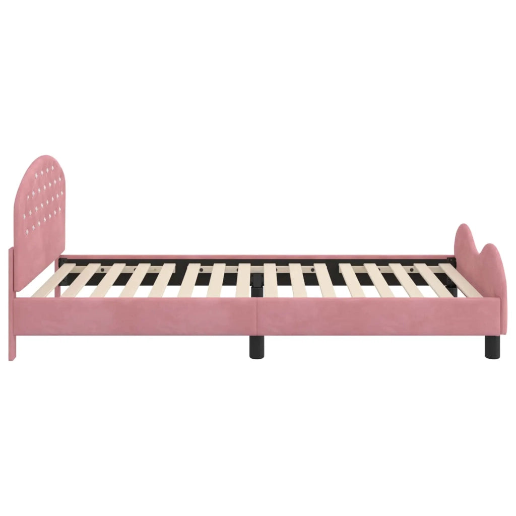 Struttura letto bambini con testata-Giroletto per bambini Rosa 90 x 200 cm Velluto 120569