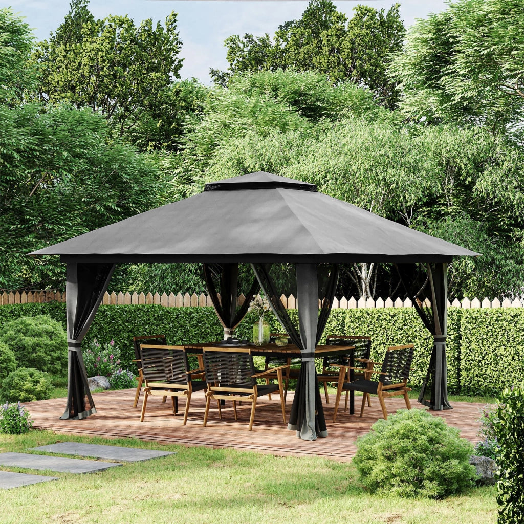 Tenda da giardino pieghevole ¨C zephmum ¨C grigio 4x4x2.8 m