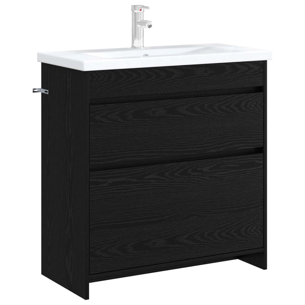 Mobiletto da Bagno Sotto Lavabo Rovere Nero 78,5 x 37,5 x 81 cm