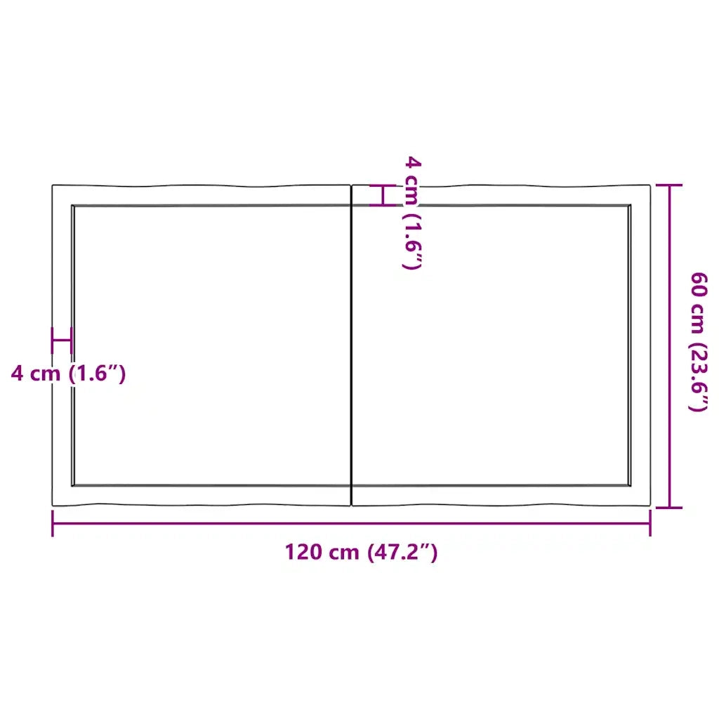 Piano Tavolo Marrone Chiaro 120x60x(2-6) cm Rovere Non Trattato 363961