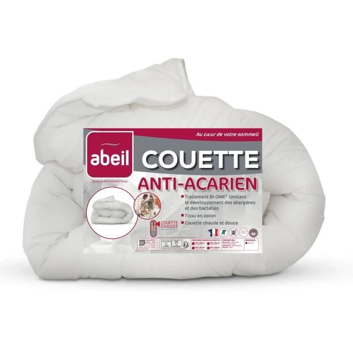 Piumino antiacaro - 220 x 240 cm - Caldo - 400 g/m 2 persone - Bianco - ABEIL
