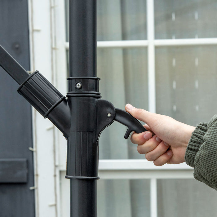 Ombrellone da Giardino a Braccio Ø295x194A cm in Metallo e Poliestere Blu Scuro e Crema