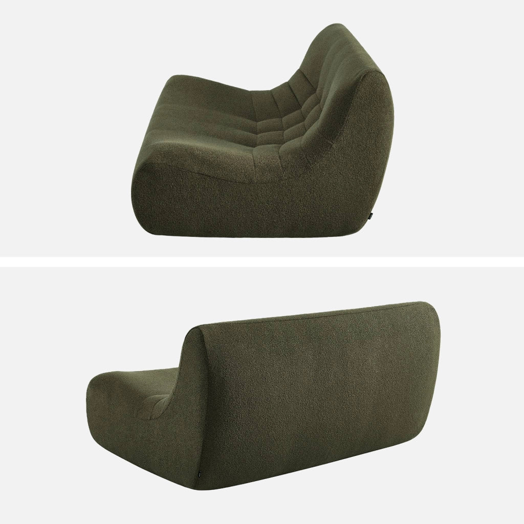 Poltrona bouclé testurizzata, 2 posti, verde kaki