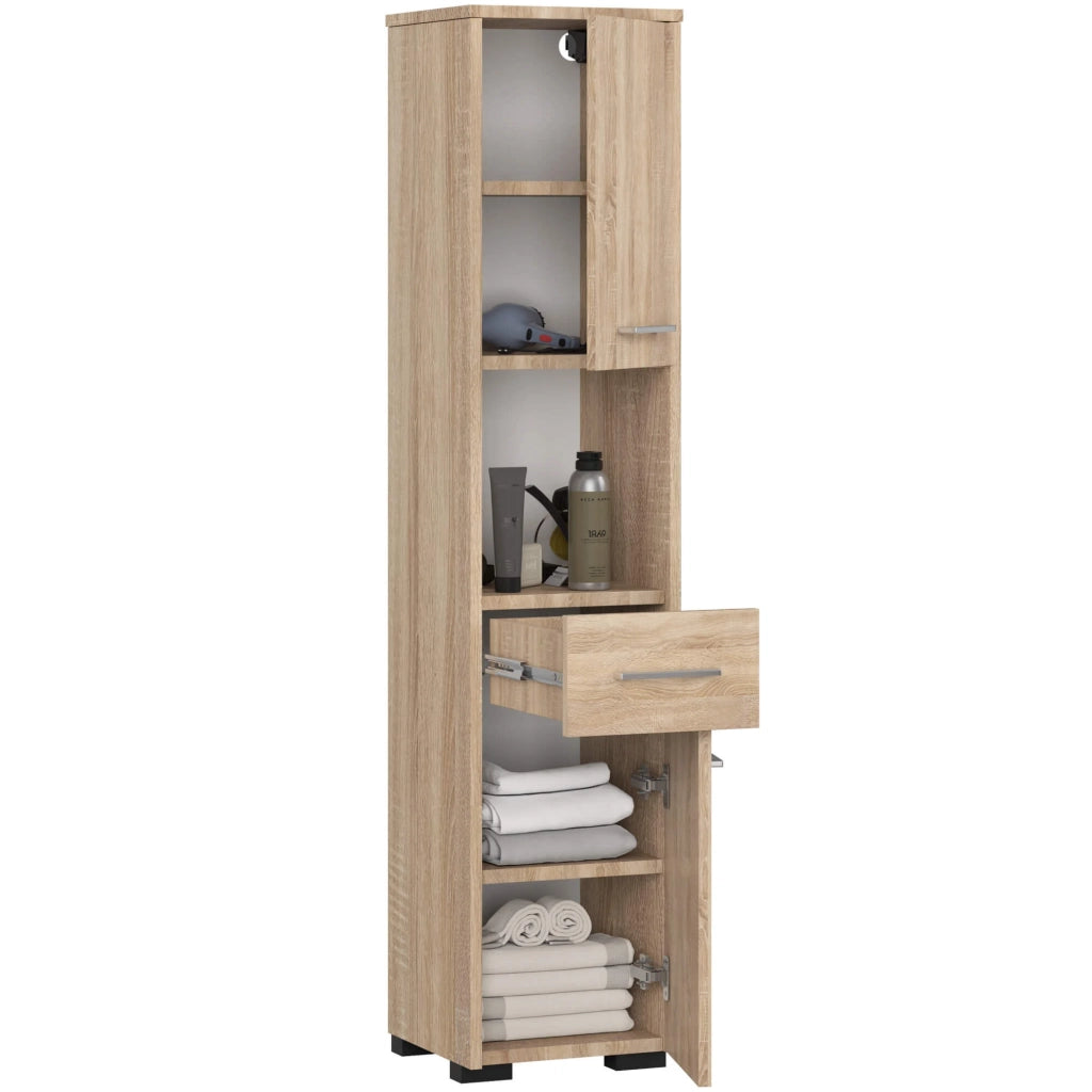 Colonna da bagno AKORD FIN Sonoma Quercia 30 cm 2 ante 1 cassetto 30x30x140 cm