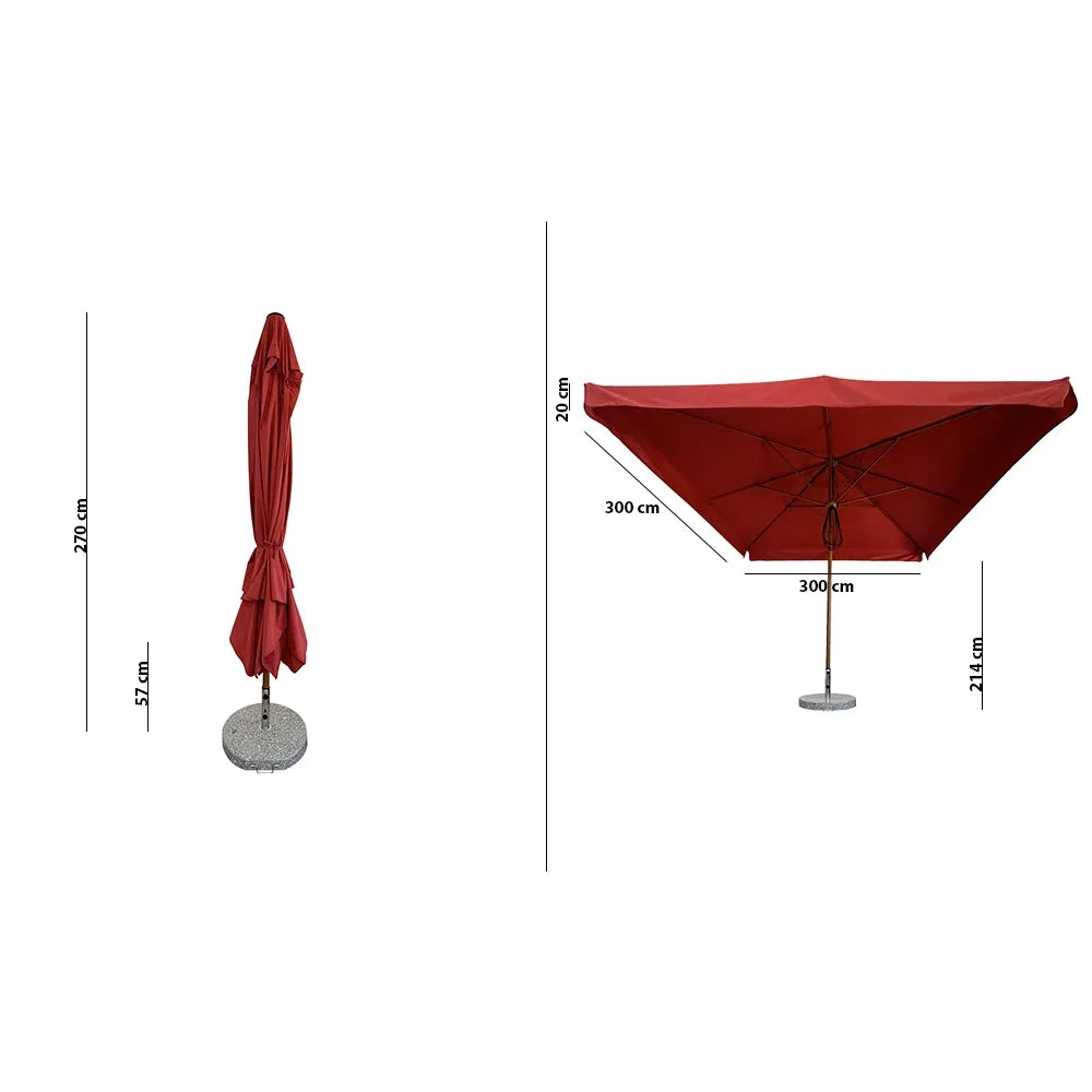 Tempo Style - Ombrellone da Giardino Vomero 3x3 m | Ombrellone da Esterno in Alluminio e Poliestere 180g/㎡ (Terracotta/Legno Noce)