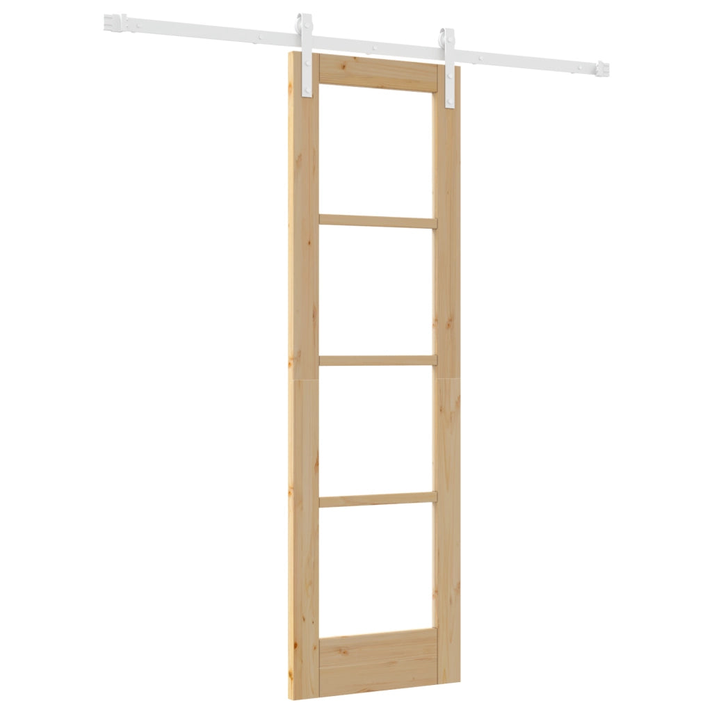 Porta Scorrevole con Set di Hardware 'ORKDAL'in Legno Massello e Vetro