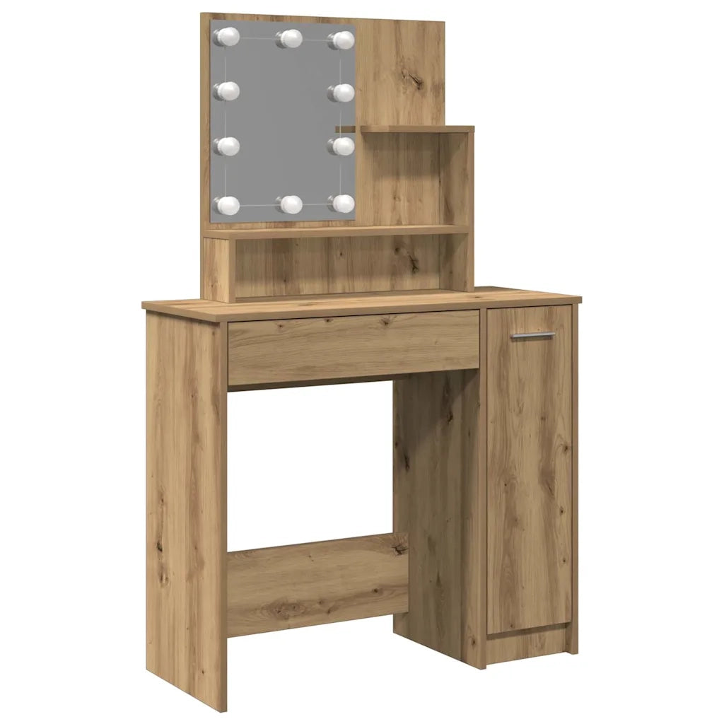Toeletta con LED Rovere Artigianale 86,5x35x136 cm 857024