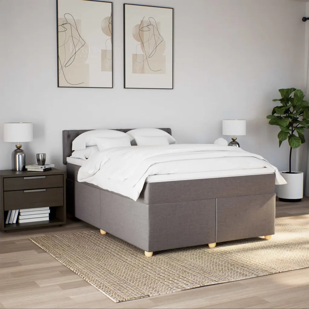 vidaXL Giroletto a Molle con Materasso Tortora 140x190 cm in Tessuto