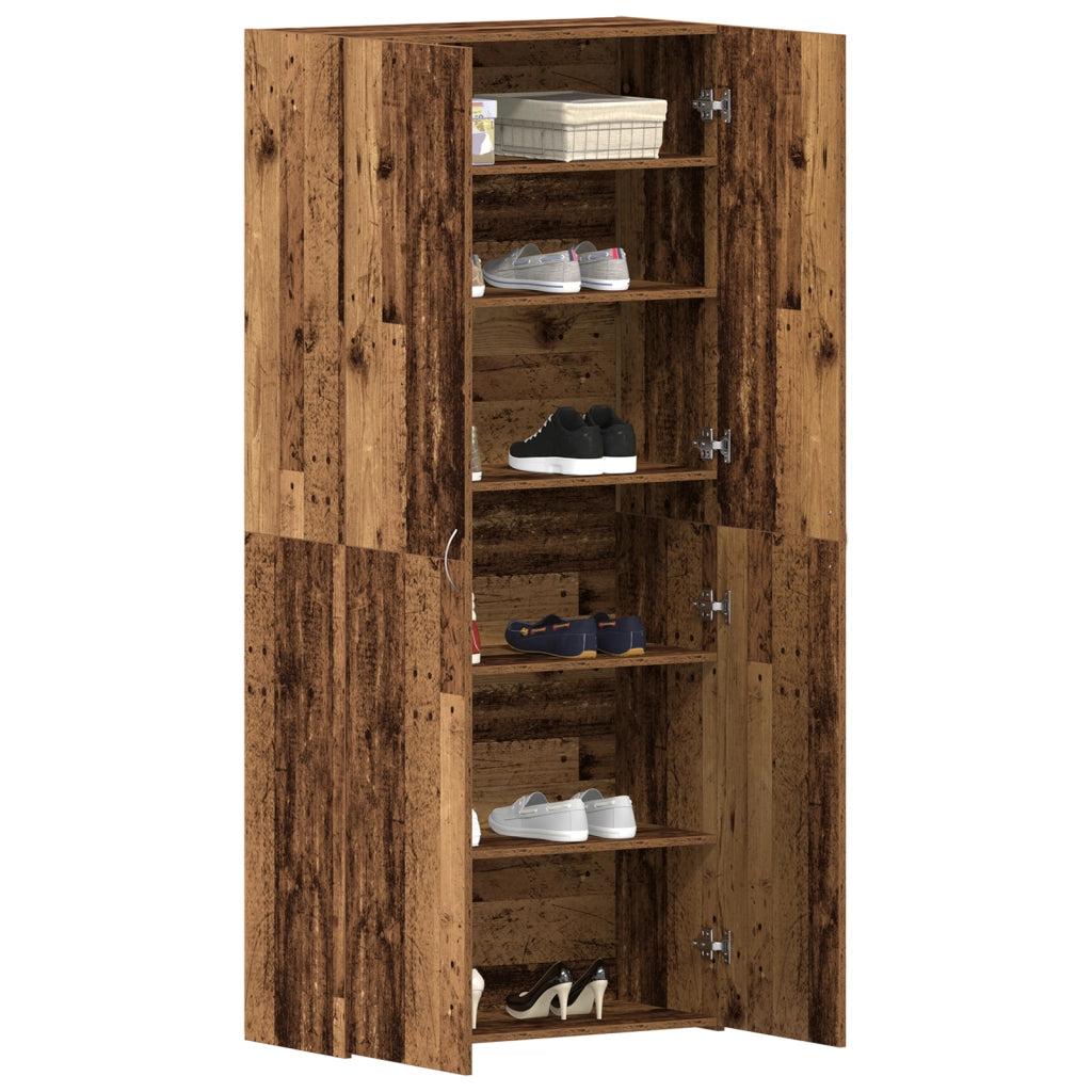 Armadietto per Scarpe Legno Vecchio 80x35,5x180 cm Legno Ingegnerizzato