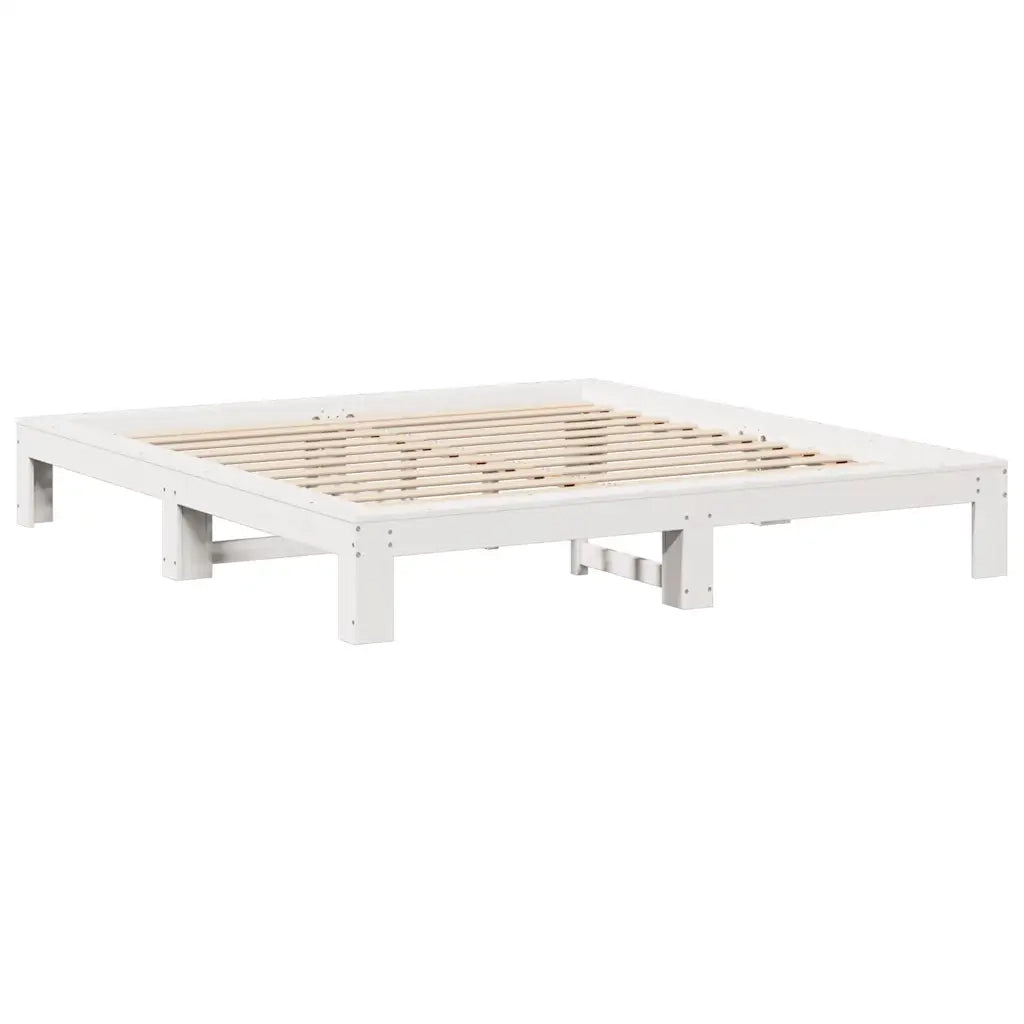 Letto matrimoniale | Letto per adulti | Giroletto senza Materasso Bianco 180x200 cm Legno Massello Pino