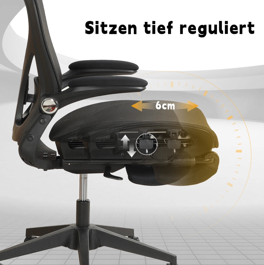 SEDIA da ufficio ergonomica pieghevole con supporto lombare e rete nera