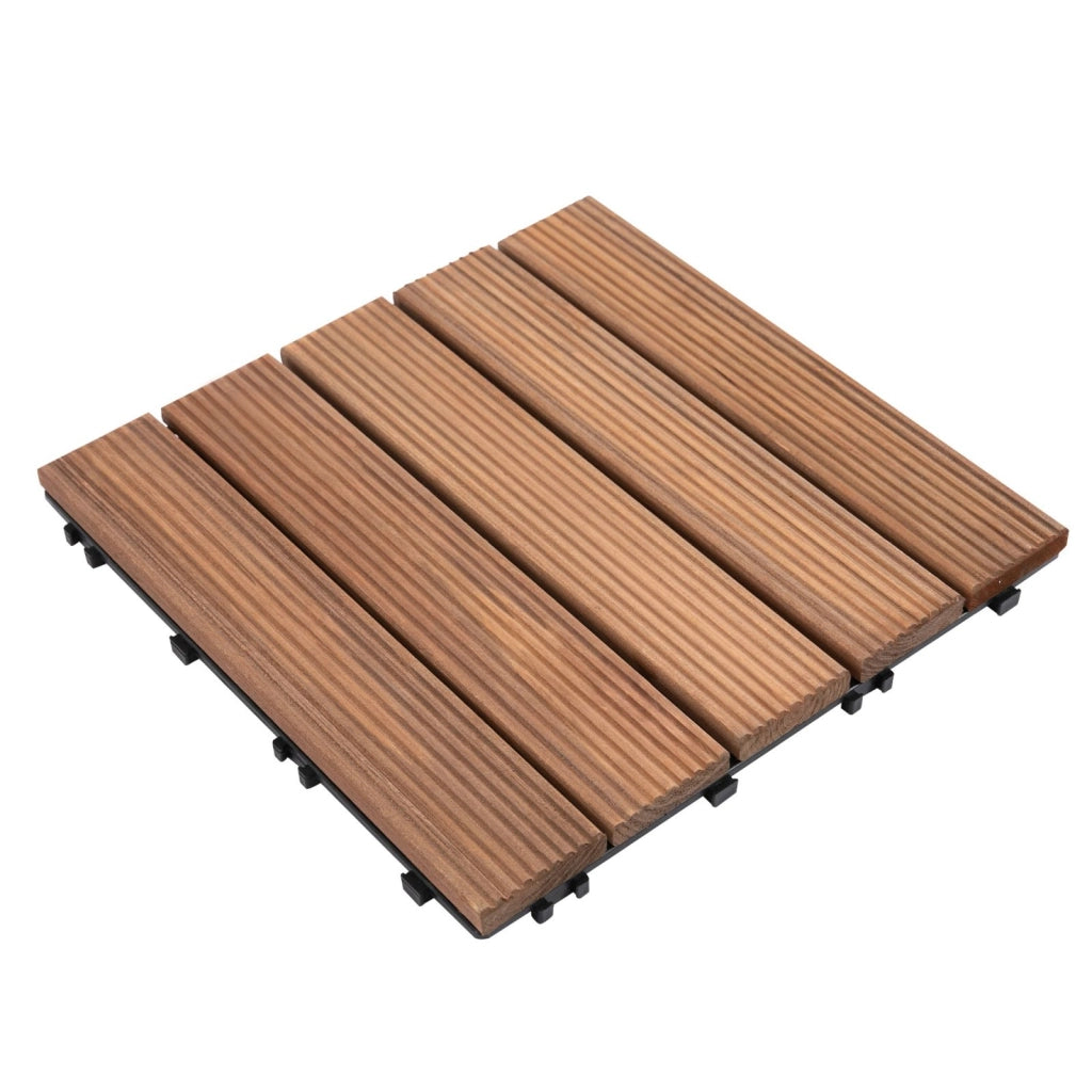 EasyComfort Piastrelle per Esterni Pavimento in Legno, Set 27 Pezzi Montaggio a Incastro, 30x30x2.5cm