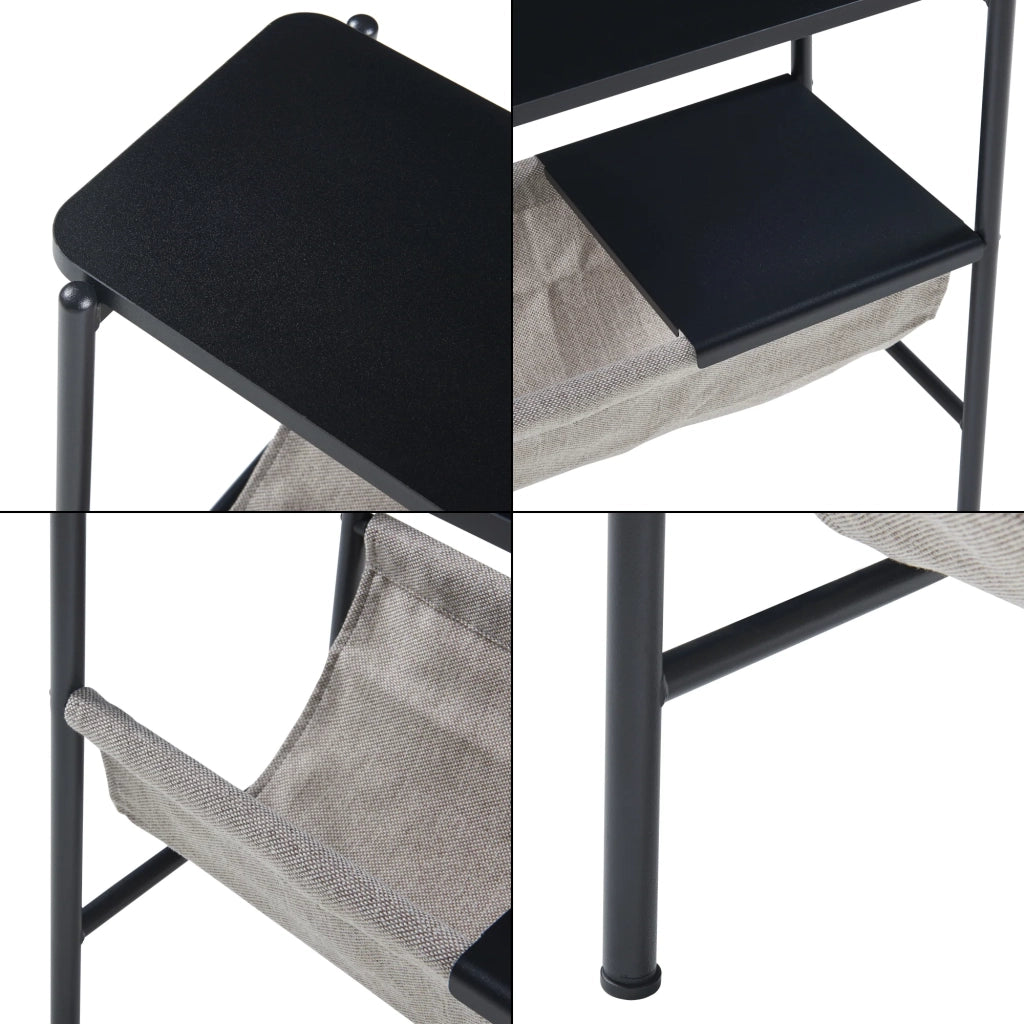 Tavolino con portariviste 60 x 28 x 53 cm nero/grigio 03_0010957