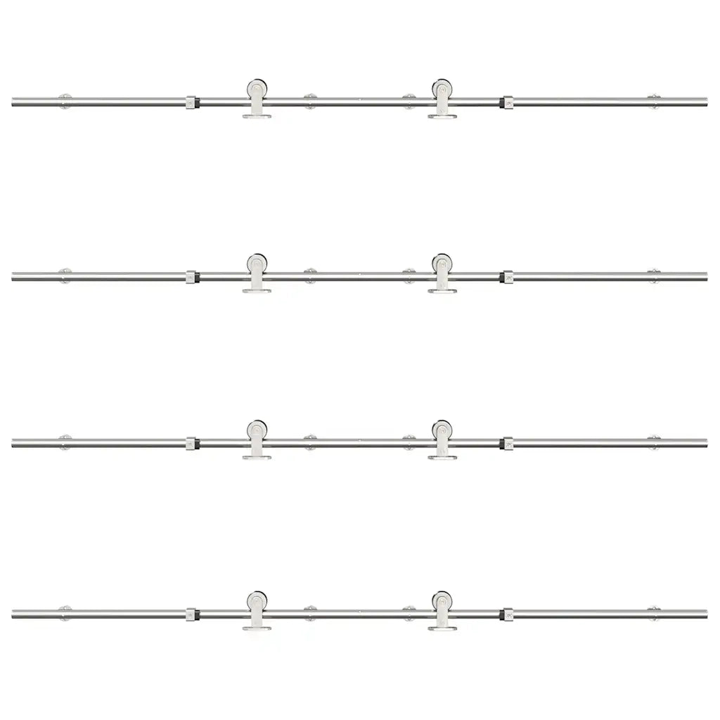 Kit Binari Porta Scorrevole 366 cm Acciaio Inossidabile Argento