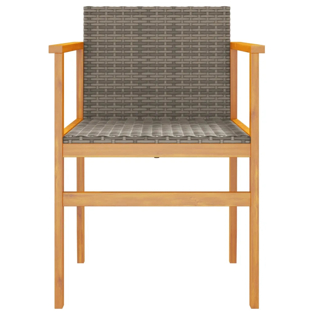 Sedie da Giardino 2 pz Grigie in Polyrattan e Legno Massello 368709