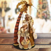 Trade Shop - Presepe Nativita' Con Palma In Resina Scenario Alto 64 Cm Decorazioni Natalizie -