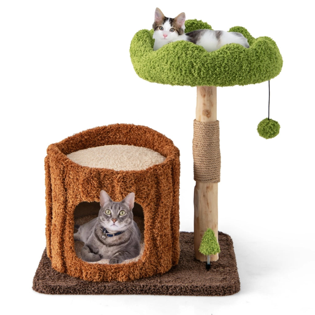 Albero per gatti multifunzionale con pali per graffiare, Torre per gatti moderna con piattaforma rotonda ampia-Alberi Tiragraffi
