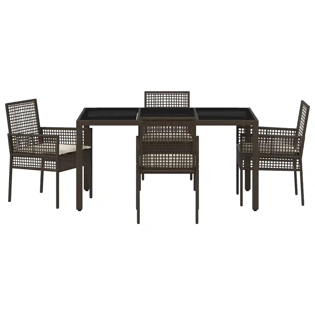 Set da Pranzo per Giardino 5 pcs Marrone polyrattan 3334865