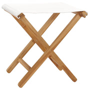 Sedie Pieghevoli 2 pz | Sedie da Esterno in Legno di Teak e Tessuto Bianco Crema