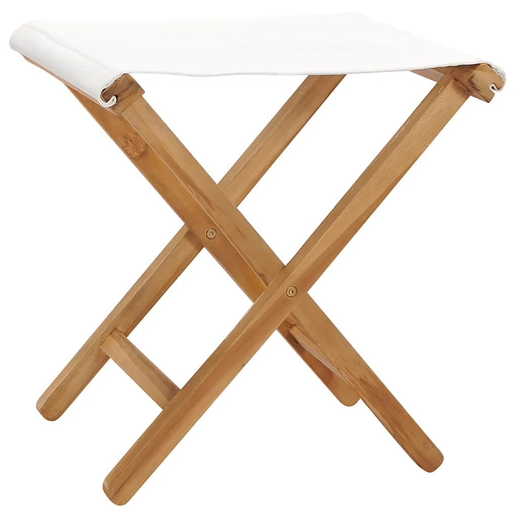 Sedie Pieghevoli 2 pz | Sedie da Esterno in Legno di Teak e Tessuto Bianco Crema