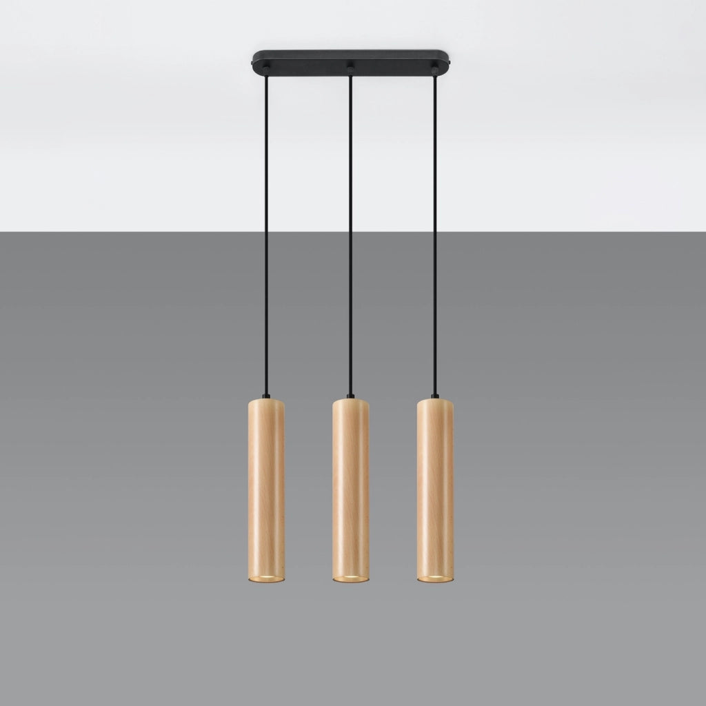 Lampadario CASANO Pure Lume 3 luci GU10 nero/legno