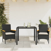 Set da Pranzo da Giardino 3 pz con Cuscini Polyrattan e Vetro 3278645