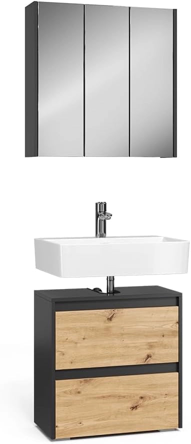 Set di mobili da bagno Majest, Antracite/Artisan, 2 parti